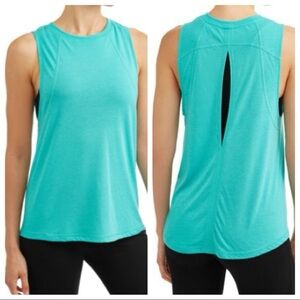 ATHLETIC WORKS • Sleeveless Open Back Top • S/ 4-6  • Green/Blue •